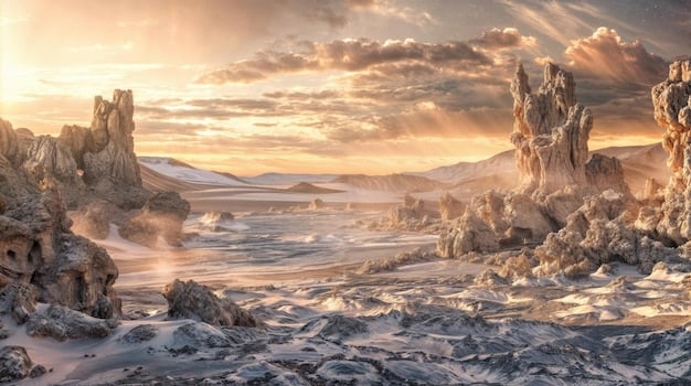 A detailed illustration of a Fiend, highlighting its massive size, bony plates, and menacing tusks. The background shows a desolate, rocky landscape
