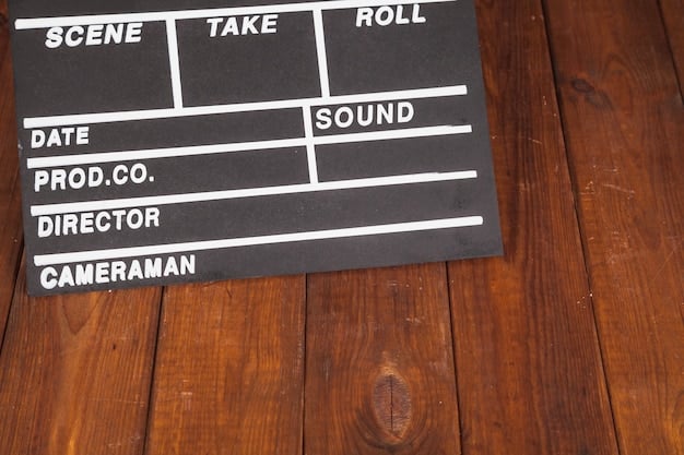 A close-up shot of a clapperboard with 