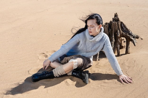Ciri, exhausted and determined, traversing the harsh Korath Desert. She is dressed in worn clothes, her face is weathered, and she holds a makeshift staff for support. The desert stretches endlessly behind her.