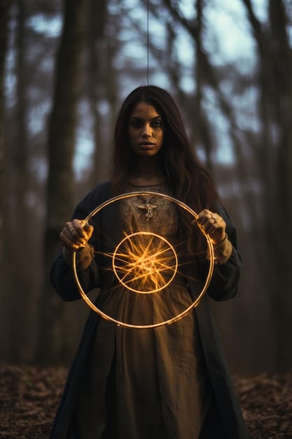 Yennefer is harnessing her magic, set against a backdrop of swirling magical energy, showcasing her powerful abilities and the source of her internal conflicts.