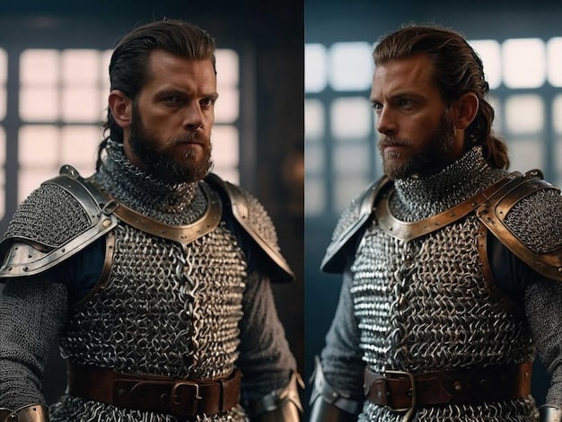 A side-by-side comparison image showing Henry Cavill as Geralt of Rivia in one frame and Liam Hemsworth as Geralt of Rivia in the other. The images are carefully chosen to highlight both actors in similar poses or settings, allowing viewers to visually compare their interpretations of the character.