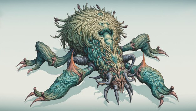 A detailed illustration of a new monster introduced in the sourcebook, possibly a Leshen variant or a creature from a lesser-known region of the Continent. The illustration should showcase the monster's unique features and terrifying presence.
