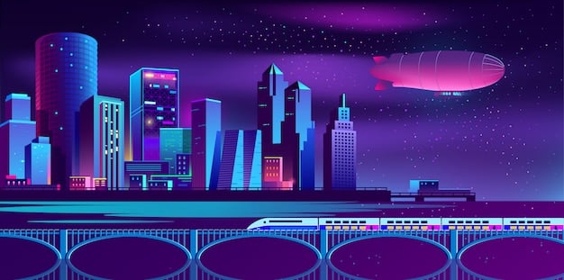 A screenshot from Cyberpunk 2077, showcasing the vibrant and detailed cityscape of Night City. Various characters and vehicles are visible, highlighting the game's immersive world and diverse population.