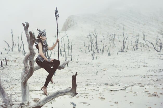 A concept art piece showing a Witcher character, Geralt of Rivia, in a dense, fog-laden forest, with monsters lurking in the shadows, reflecting the game's intense atmosphere and monster-hunting gameplay.