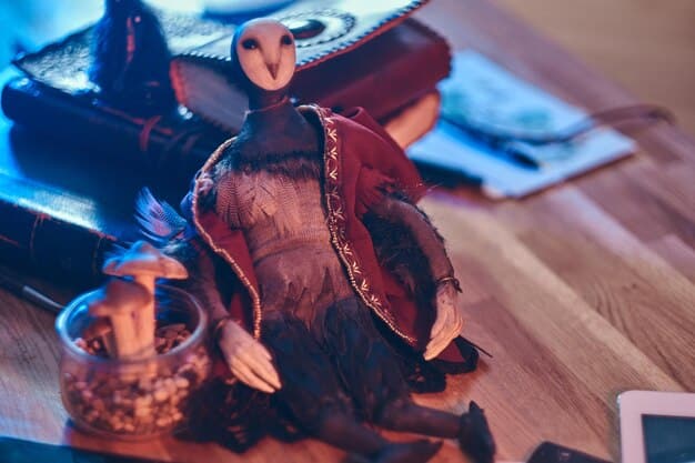 A close-up image of a detailed Witcher miniature on a tabletop, surrounded by character sheets and Witcher-themed dice. The lighting should emphasize the intricate details of the miniature and the game elements.