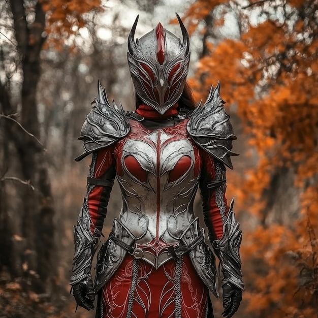 A concept art image depicting a new Witcher school or faction, showcasing unique armor designs and weaponry, hinting at the potential expansion of the Witcher lore and the introduction of new characters and storylines in future games.