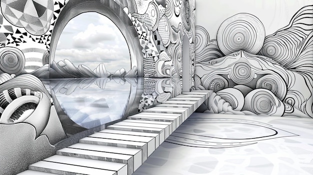 A conceptual art drawing displaying the stages for art pipeline and asset creation.
