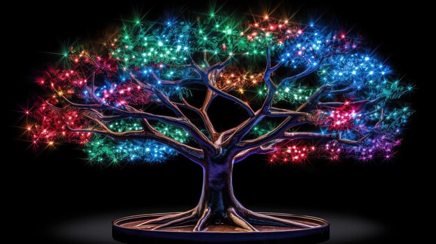 A detailed illustration of the Tree of Life, with each sephira glowing with a different color and interconnected by pathways of light.