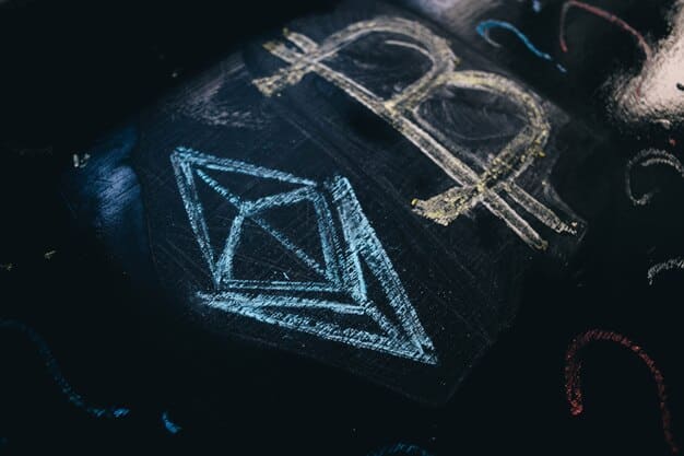 A digitally enhanced image illustrating the process of sigil creation, showing various stages from writing out a statement of intent to transforming the letters into an abstract sigil design.