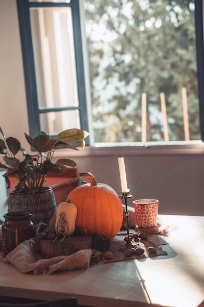 A bright and airy kitchen with a witch preparing a love potion using fresh basil leaves, with sunlight streaming through the window.