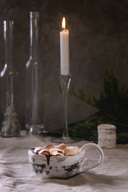 A serene altar decorated with white candles, a quartz crystal, a small bowl of water, and a feather, all neatly arranged on a natural wood surface overlaid with a white cloth. Soft light filtering through a nearby window enhances the peaceful ambiance.