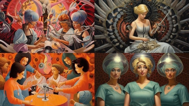 A collage of images representing various psychological and cultural factors that influence belief in psychic abilities. The collage should include images of people meditating, watching paranormal TV shows, reading tarot cards, and experiencing moments of serendipity. The title 