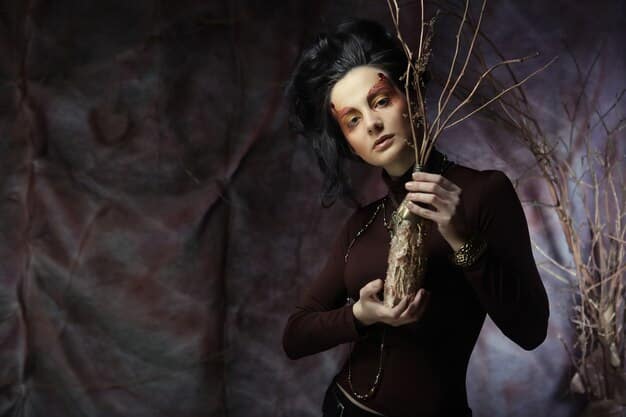 A split-screen image. On one side, a traditional witch is depicted performing a ritual in a forest. On the other side, a modern witch is shown conducting a similar ritual using digital tools and a laptop. The image highlights the blend of ancient traditions and modern technology in The Rise of Online Covens: How Digital Witchcraft is Shaping Modern Spiritual Practices in the US.