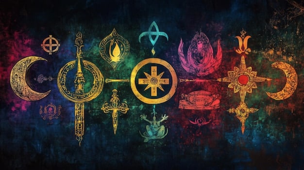 A collage of various sigils created by different chaos magic practitioners. Show the diversity of styles and the personal nature of sigil creation within chaos magic, relevant to practitioners in the US.