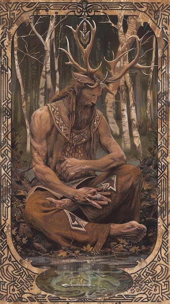 A close-up shot of The Wild Unknown Tarot Deck, showcasing its distinctive watercolor artwork and symbolic imagery. The image should highlight the deck's artistic appeal and its intuitive approach to divination.