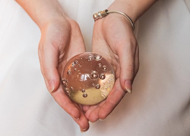 A close-up of a person's hands holding a small crystal ball, with their eyes closed in meditation. Soft, warm light illuminates their face. The background is blurred to emphasize the person's inner focus and connection to the crystal, representing the meditative and spiritual preparation required for Practical Scrying: A Guide to Crystal Gazing and Divination with Updated Techniques.