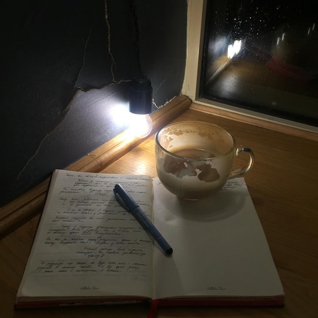 A close-up of a dream journal lying open on a nightstand, illuminated by moonlight. The journal is filled with sketches and handwritten notes about symbols and visions.