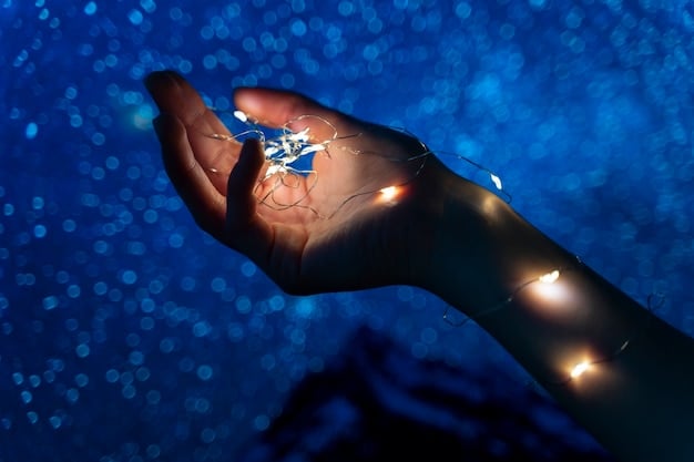 Hands glow with a vibrant blue light as they gather energy. This symbolizes directed intention and power. The background consists of celestial imagery, blending inner and outer cosmic energies. This image captures the essence of energy work.