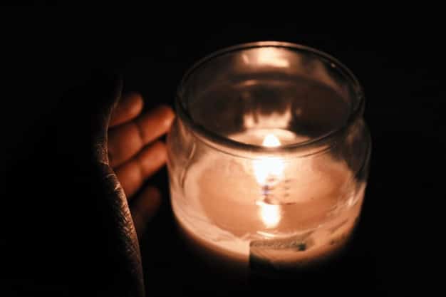 A hand gently holding a crystal over a lit candle, with soft, warm lighting, highlighting the cleansing ritual. The background includes other crystals and meditation cushions, creating a serene atmosphere that illustrates how to Amplify Your Meditation: A Guide to Using Crystals for Deeper Spiritual Connection.